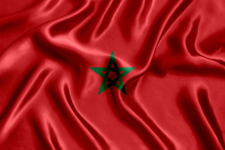 Drapeau du Maroc en gros plan de soie