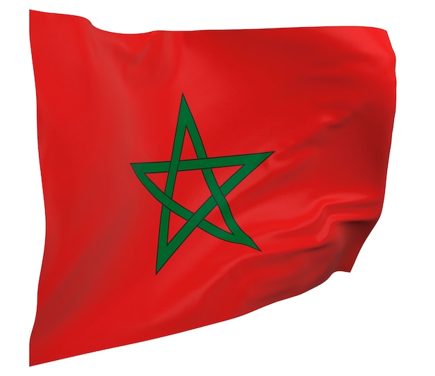 Photo drapeau du maroc isolé. agitant la bannière. drapeau national du maroc