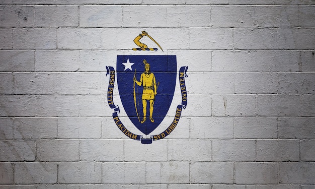 Drapeau du Massachusetts peint sur un mur