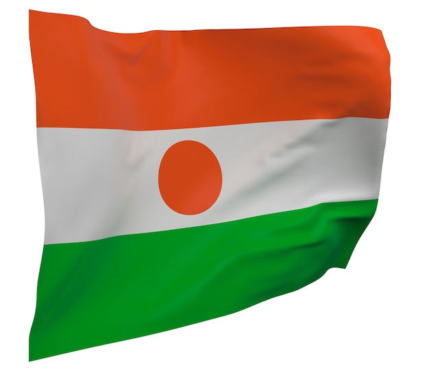 Drapeau du Niger isolé. Agitant la bannière. Drapeau national du Niger