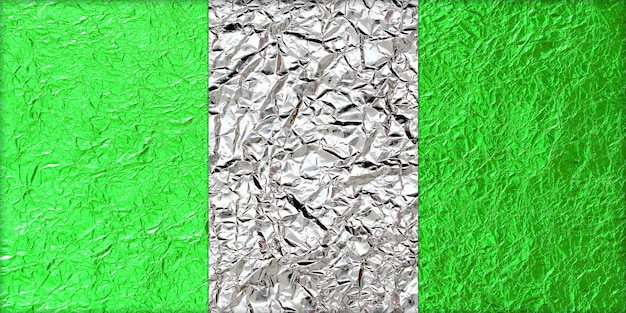 Drapeau du Nigéria fait fond de texture de papier d'aluminium