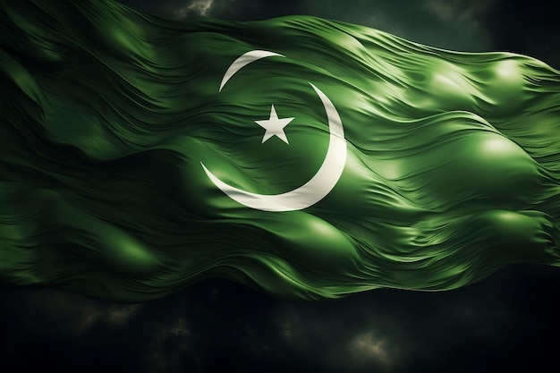 Drapeau du Pakistan agitant le jour de l'indépendance AI générative