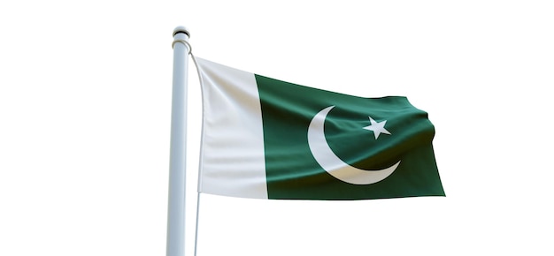 Drapeau du pakistan drapeau 3d sur fond blanc