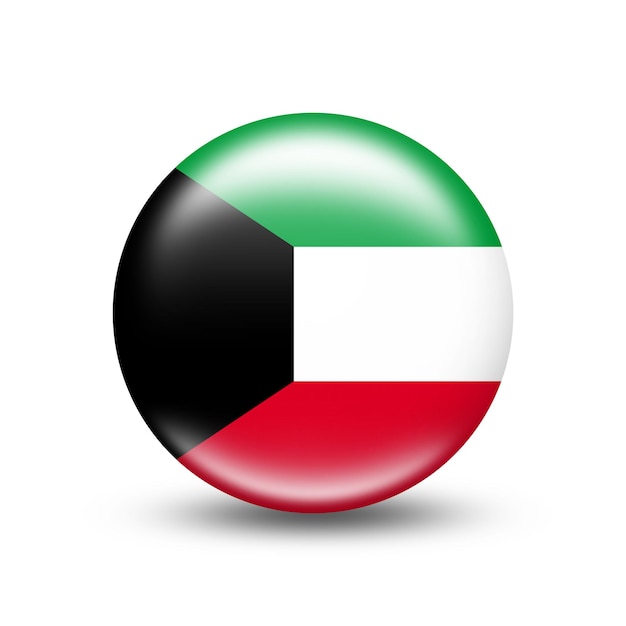 Drapeau du pays du Koweït dans un cercle avec une ombre blanche - illustration
