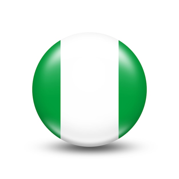 Photo drapeau du pays du nigeria dans la sphère avec une ombre blanche - illustration