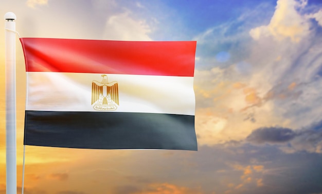 drapeau du pays égyptien, drapeau ondulant 3d isolé,