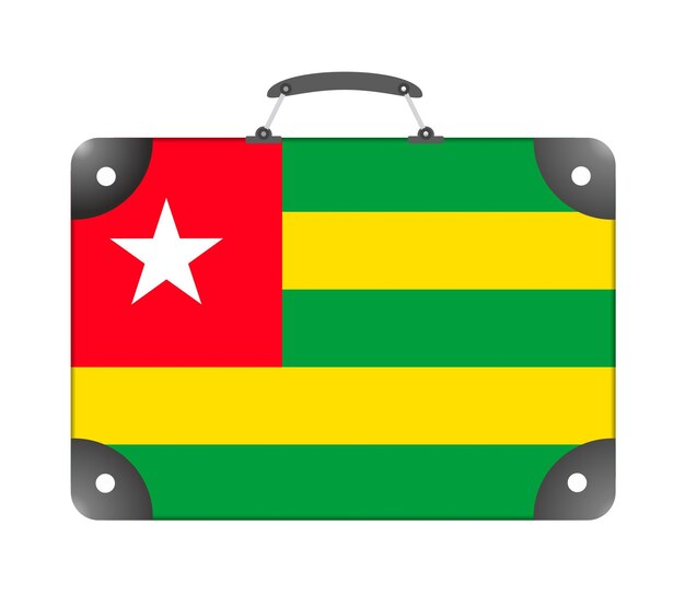 Drapeau du pays togolais sous la forme d'une valise de voyage sur fond blanc - illustration