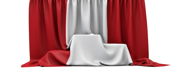 Drapeau du Pérou drapé sur un podium des gagnants du concours d render