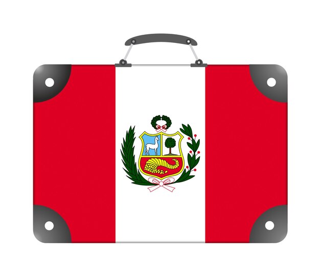Drapeau du Pérou sous la forme d'une valise de voyage sur fond blanc - illustration