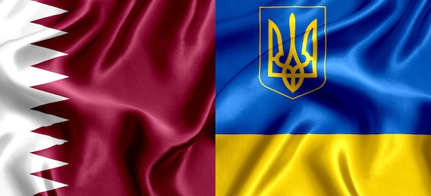 Drapeau du Qatar et de l'Ukraine