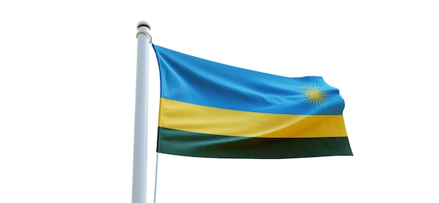 Drapeau du rwanda drapeau 3d sur fond blanc