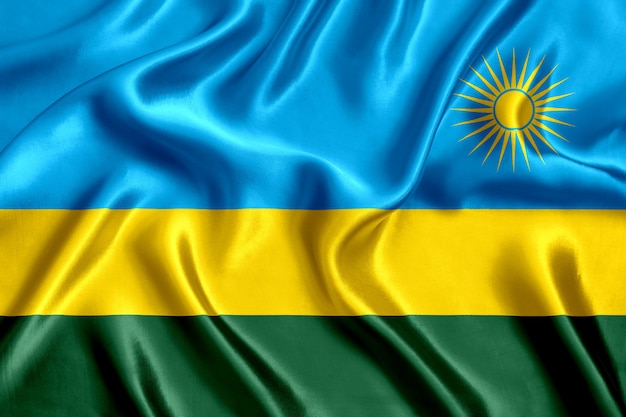 Drapeau du Rwanda en gros plan de soie