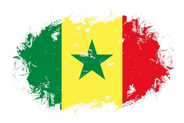 Drapeau du Sénégal sur fond de pinceau abstrait