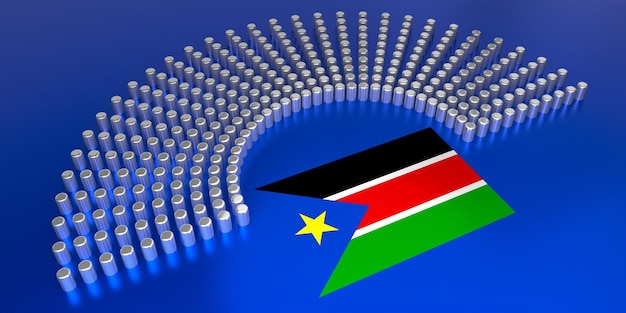Drapeau du Soudan du Sud vote concept d'élection parlementaire illustration 3D