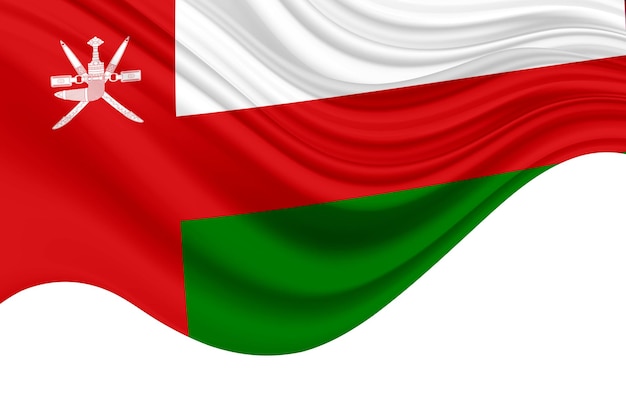 Drapeau du Sultanat d'Oman sur fond blanc