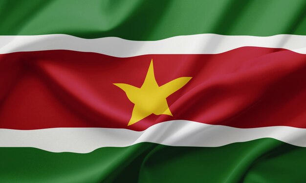 Le drapeau du Suriname en gros plan