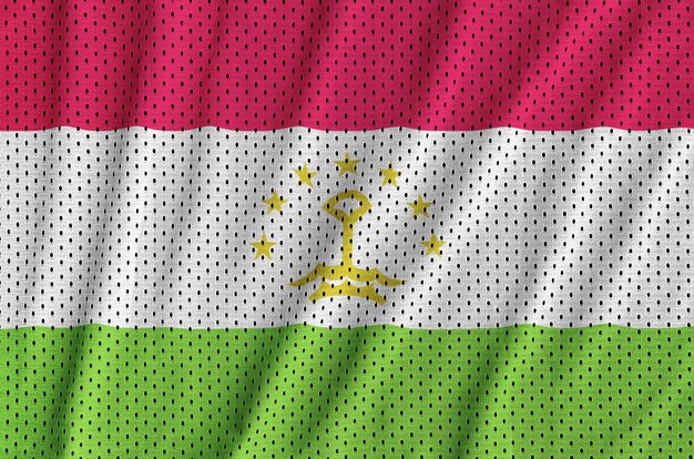Photo drapeau du tadjikistan imprimé sur un tissu en maille de sportswear en nylon polyester