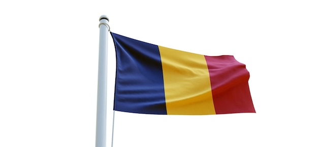 Drapeau du tchad drapeau 3d sur fond blanc