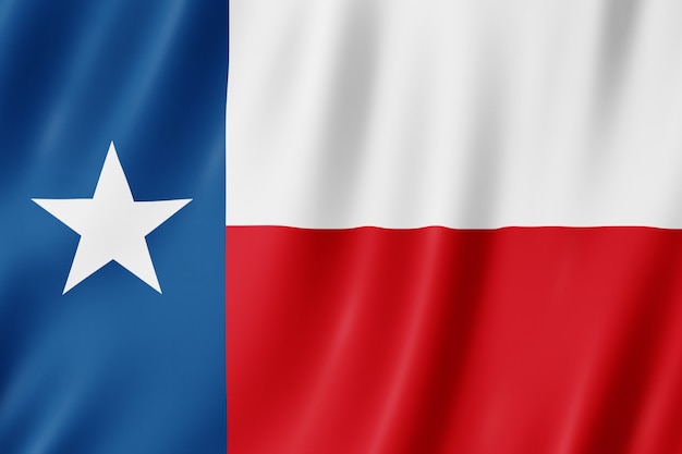 Photo drapeau du texas, états-unis. illustration 3d du drapeau du texas agitant.