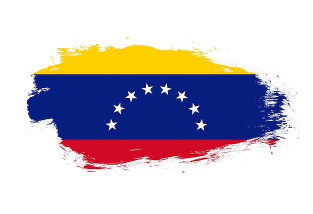 Drapeau du venezuela sur fond de pinceau blanc