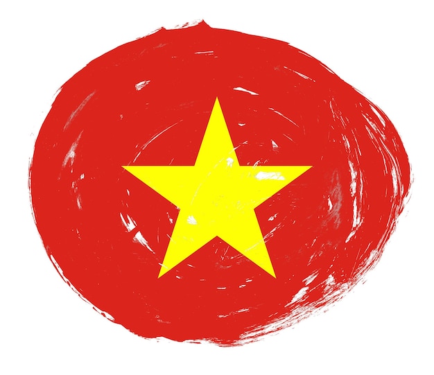 Photo drapeau du vietnam peint sur un fond de pinceau blanc en détresse