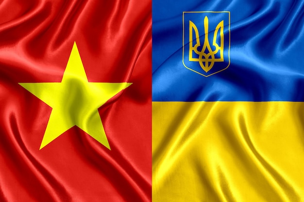 Drapeau du Vietnam et de l'Ukraine