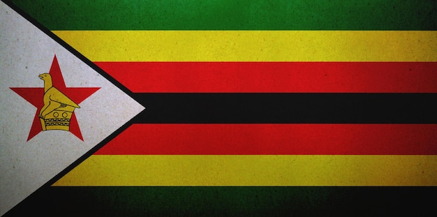 Le drapeau du Zimbabwe imprimé sur un papier