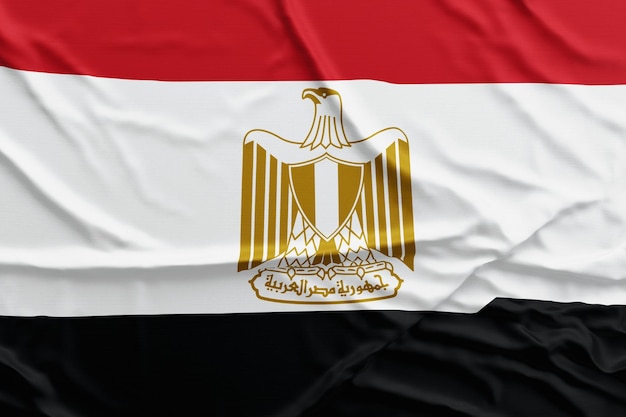 Drapeau de l'Egypte agitant le rendu 3d représentant le symbole de la victoire, de la conquête, des célébrations nationales