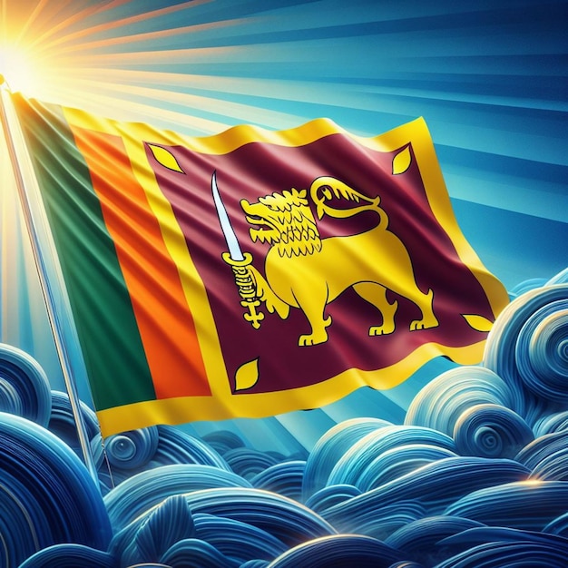 Le drapeau emblématique du Sri Lanka affiché avec fierté lors des festivités animées du jour de l'indépendance.