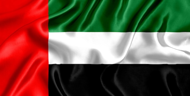 Drapeau Emirats Arabes Unis Soie close-up