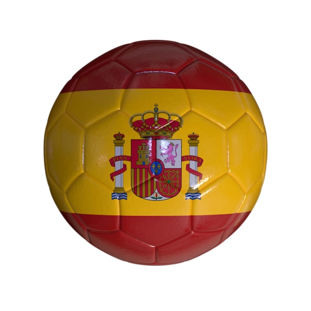 Drapeau de l'Espagne sur ballon de football et fond transparent