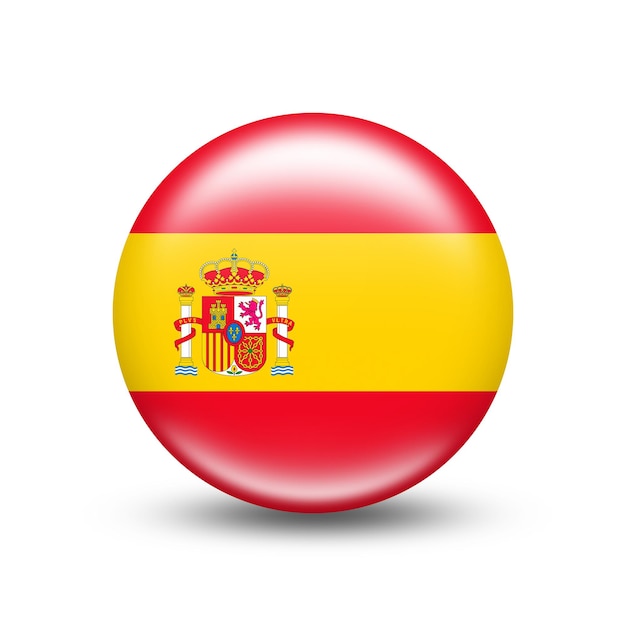 Drapeau de l'Espagne dans la sphère avec une ombre blanche - illustration