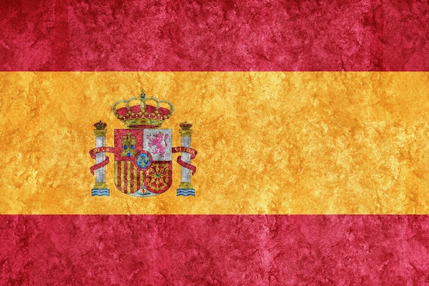 Drapeau Espagne métallique, drapeau texturé, drapeau grunge