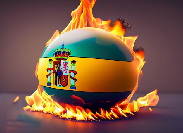 Drapeau espagnol en feu de boule