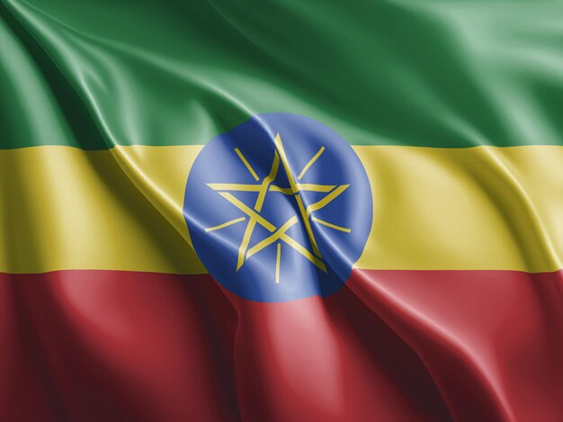 Le drapeau d'Eswatini flotte et agite