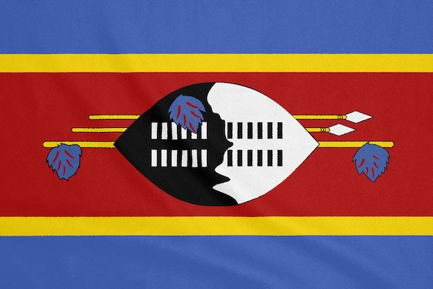 Drapeau d'Eswatini sur un tissu texturé. Symbole patriotique