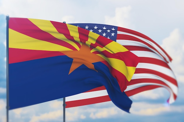 drapeau de l'état de l'arizona d illustration drapeaux des états et territoires américains