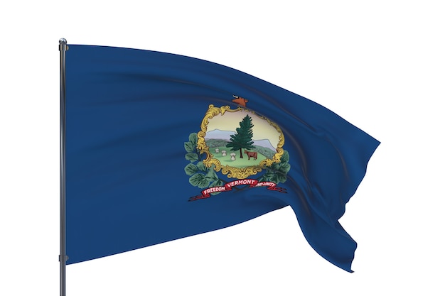 Drapeau De L'état Du Vermont. Illustration 3d, Isolée Sur Blanc, Drapeaux Des états Et Territoires Américains