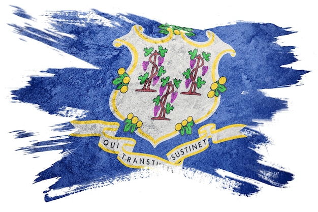 Drapeau d'état grunge du Connecticut. Coup de pinceau du drapeau du Connecticut.