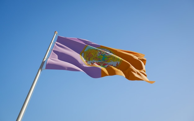 Drapeau de l'état de la province de Buriram Thaïlande. Illustration 3D