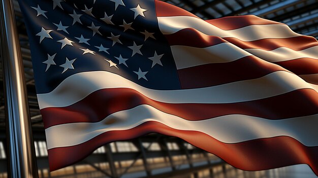 drapeau des États-Unis agitant dans le vent dans un stade génératif ai