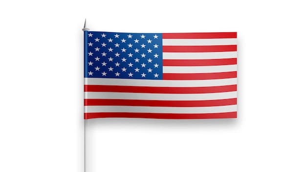 drapeau des états-unis sur fond blanc