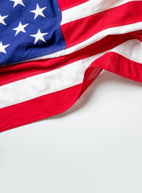 Drapeau des États-Unis Symbole du signe des États-Unis d'Amérique sur la vue de dessus blanche