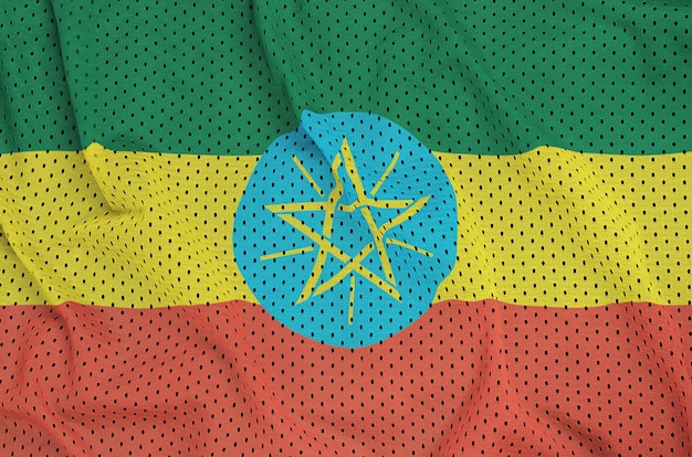 Drapeau Ethiopie imprimé sur un tissu en maille de nylon sportswear en polyester