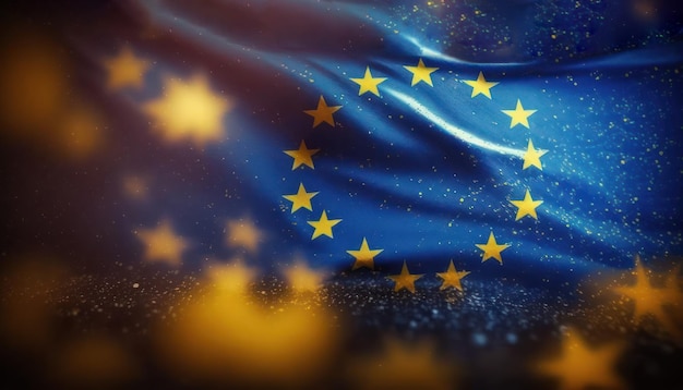 Un drapeau de l'Europe avec des étoiles en bas