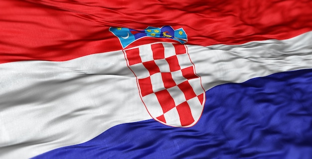 Le drapeau européen du pays de la Croatie est ondulé