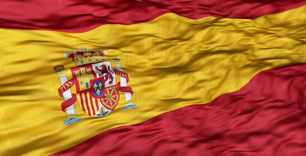 Le drapeau européen du pays de l'Espagne est ondulé