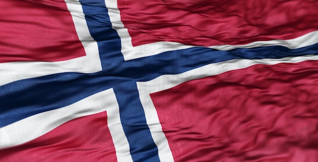 Le drapeau européen du pays de la Norvège est ondulé