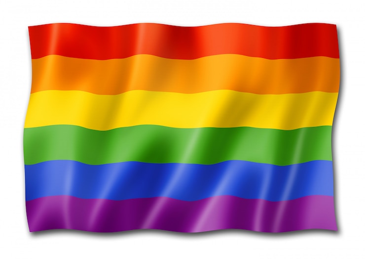 Photo drapeau de la fierté gay arc-en-ciel isolé sur blanc