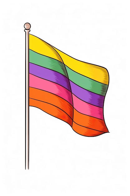 drapeau de la fierté gay en dessin animé sur fond blanc